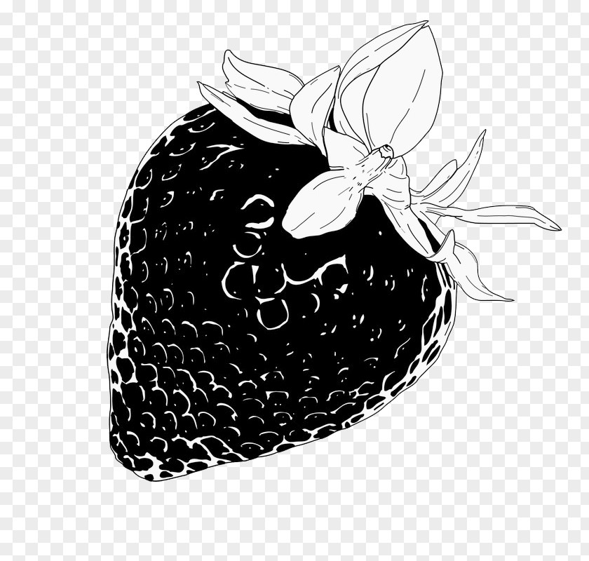 Hand-painted Strawberry Black And White Auglis PNG