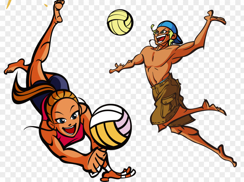 Cartoon Beach Volleyball Drawing PNG