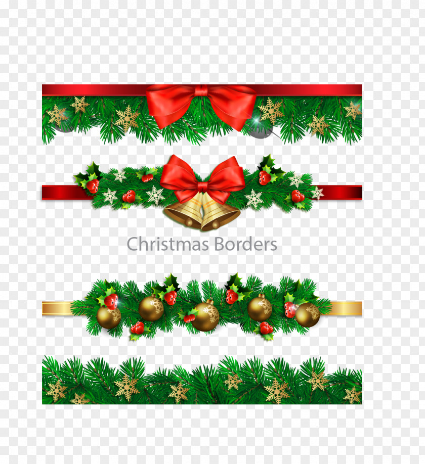 Four Christmas Decoration Border Tree PNG