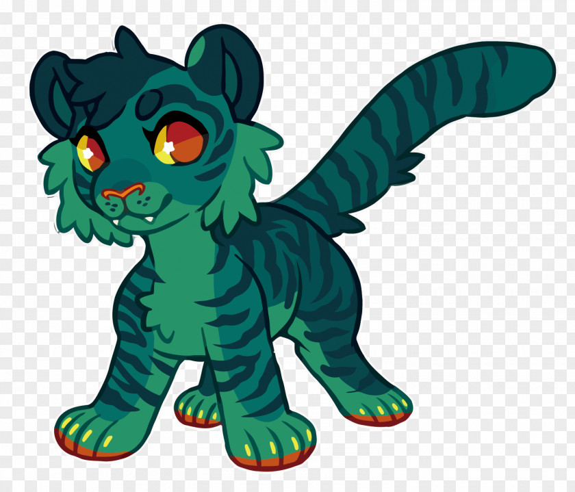 Vector Green Tiger Cat Illustration PNG