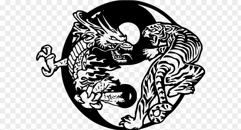 Yinyang Tiger Yin And Yang Chinese Dragon Tattoo PNG