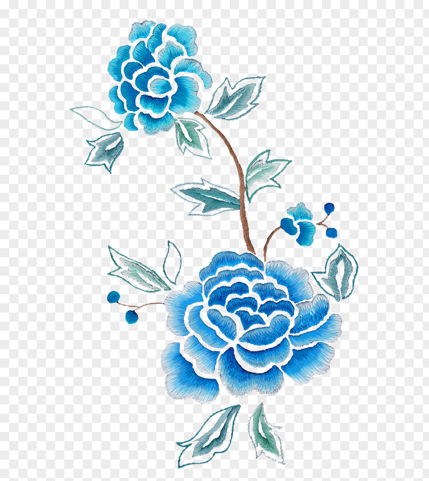 Embroidery Peony Pattern PNG