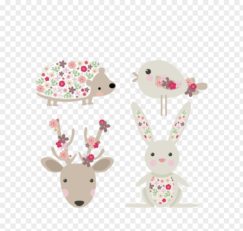 Vector Floral Animals PNG