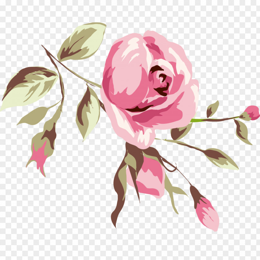 Blooming Button Clip Art Flower Rose Watercolor Painting PNG