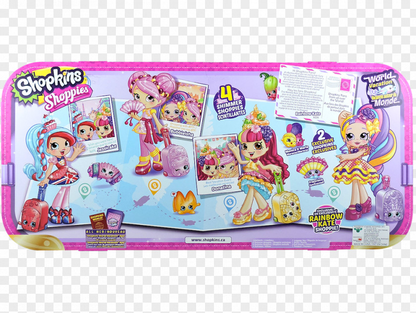 Doll Shopkins Shoppies Rainbow Kate Bubbleisha Toy Travel PNG