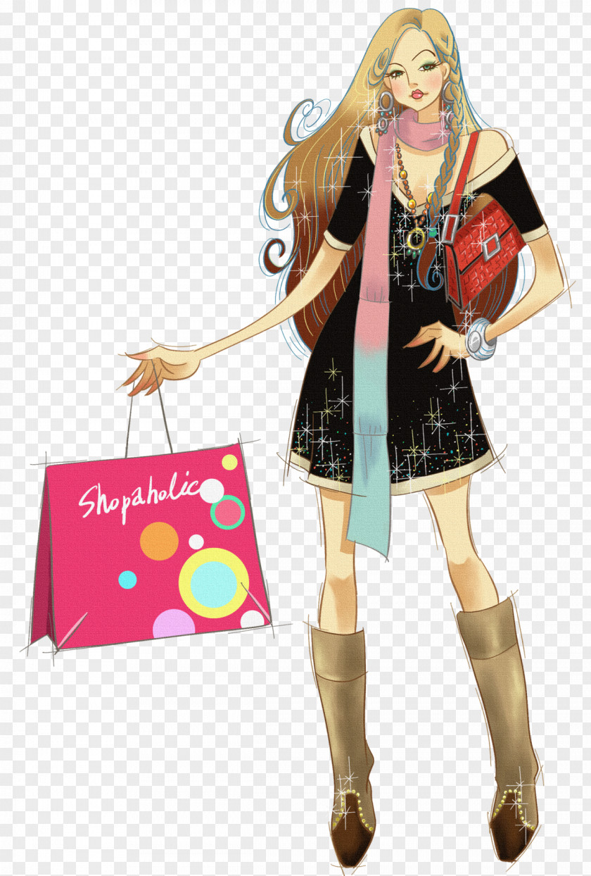Woman With Shopping Bags Clip Art Image Design PNG