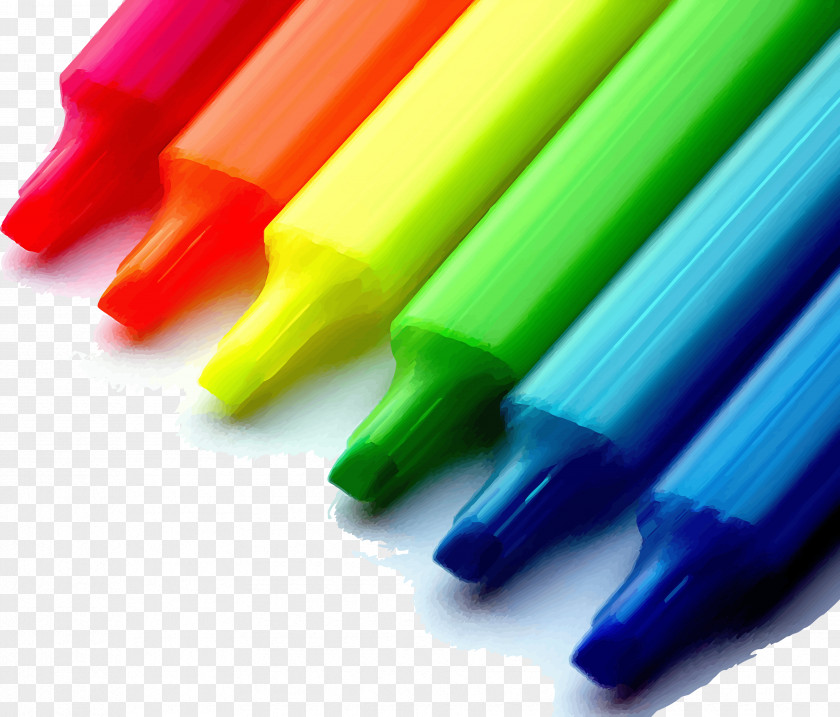 Color Pen Mark Vector Marker Colored Pencil Highlighter PNG