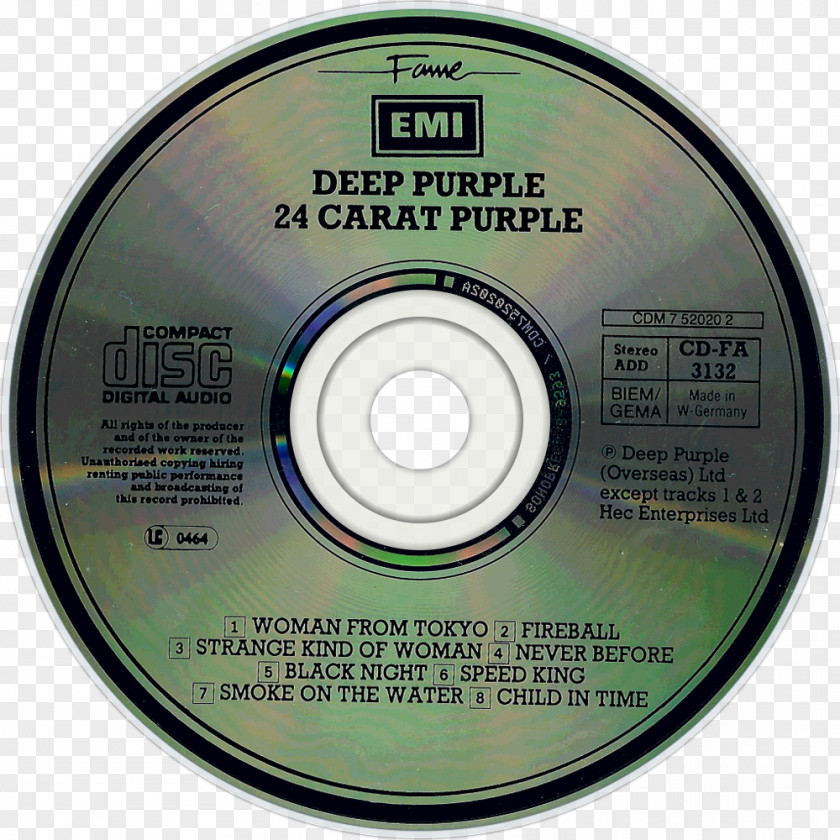 Deep Purple Compact Disc On The Road Again Living Blues Canned Heat Disk Image PNG