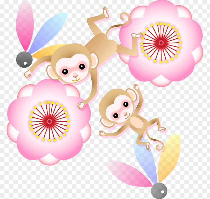 Monkey Petal Floral Design Clip Art PNG