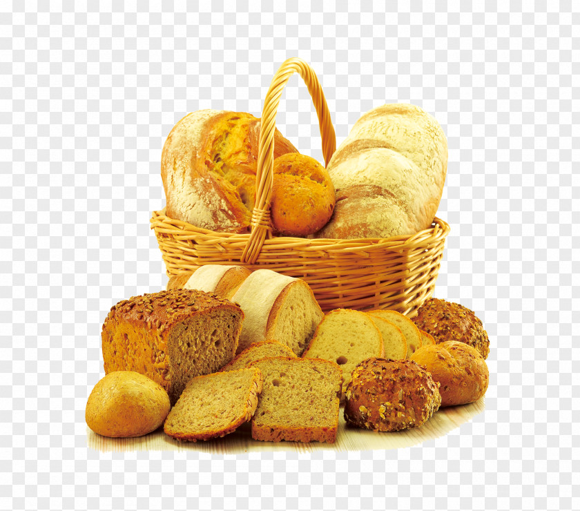 A Basket Of Bread White Bakery Muffin Small PNG