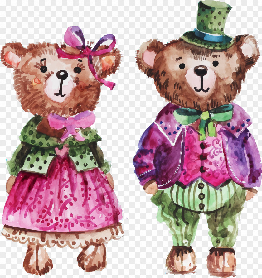 Cartoon Couple Bear Wedding Invitation Drawing PNG