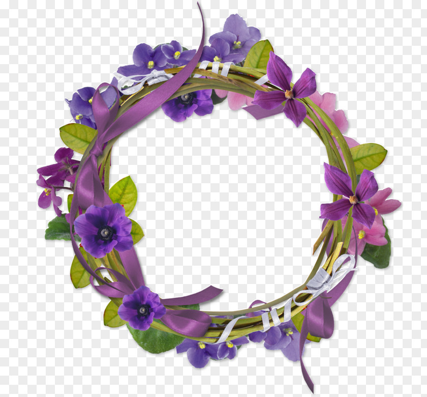 Viola Dendrobium Purple Flower Wreath PNG