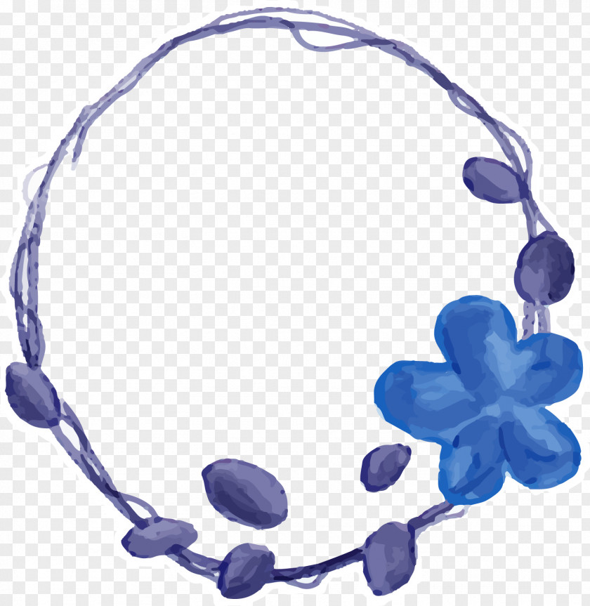 Vector Blue Watercolor Painted Garlands Painting Flower PNG