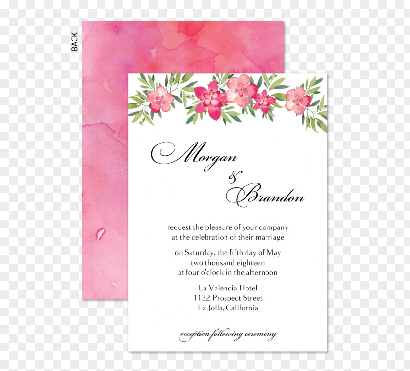Wedding Invitation Floral Design Pink M PNG