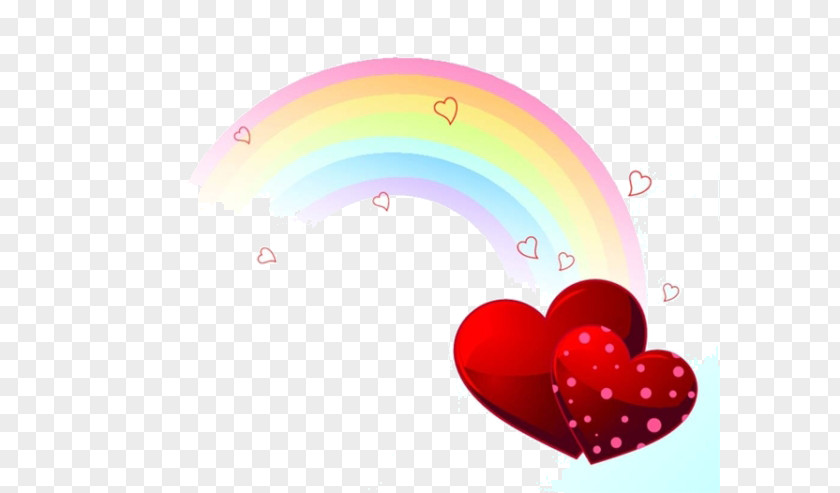 Cartoon Rainbow Love Heart Illustration PNG
