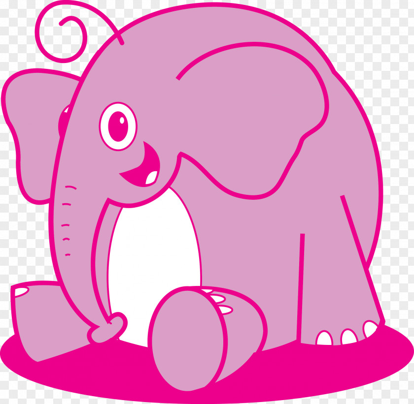 Cute Pink Elephant Vector Clip Art PNG