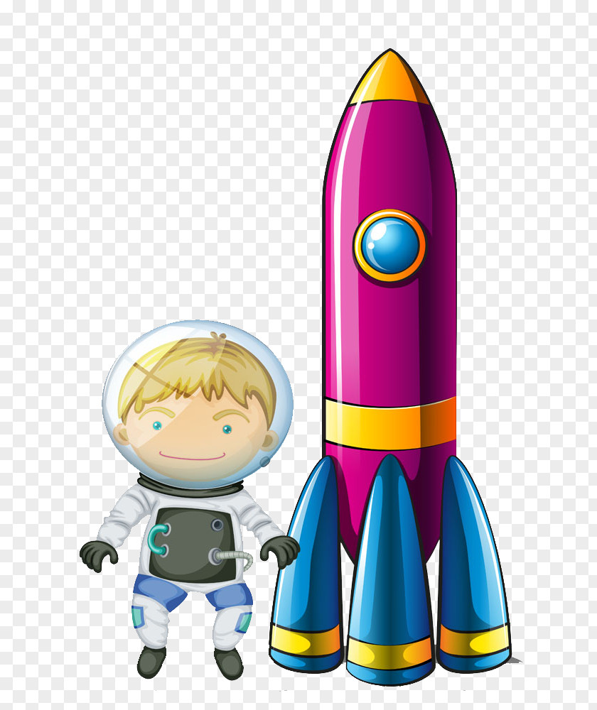 Hand Drawn Space Cartoon Characters Rocket Astronaut Outer Euclidean Vector Illustration PNG
