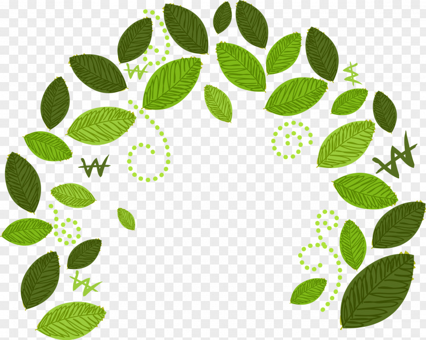 Spring Leaves Exquisite Ring Green Illustration PNG