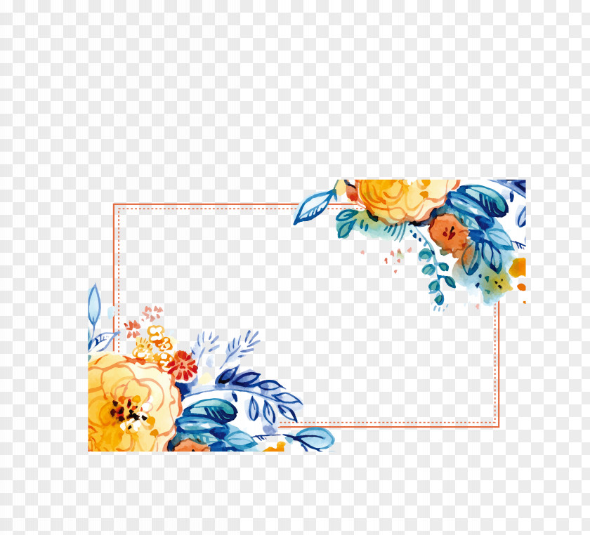 Watercolor Yellow Flower Header Box PNG