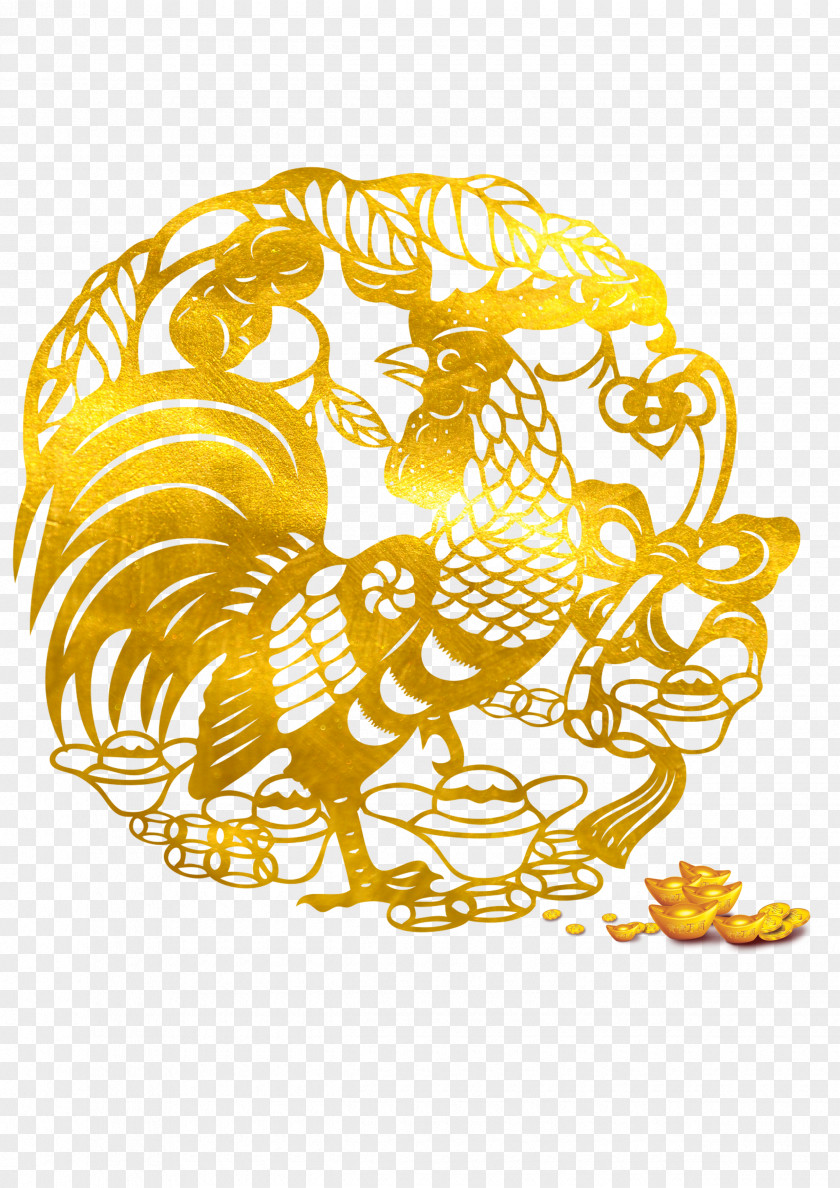 Chinese New Year Paper Cutting Papercutting Design Chicken PNG