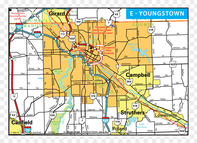 Map Lost Youngstown Vienna Center City PNG