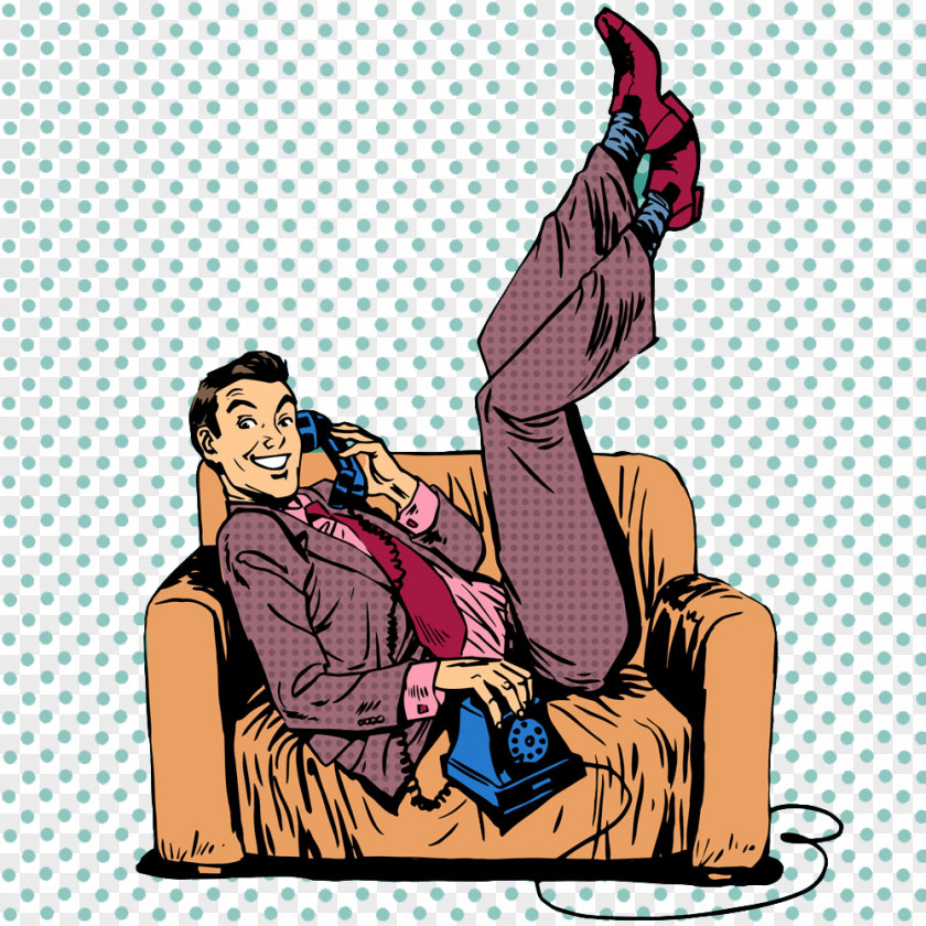 Business Man Sitting On The Couch Royalty-free Pop Art Illustration PNG