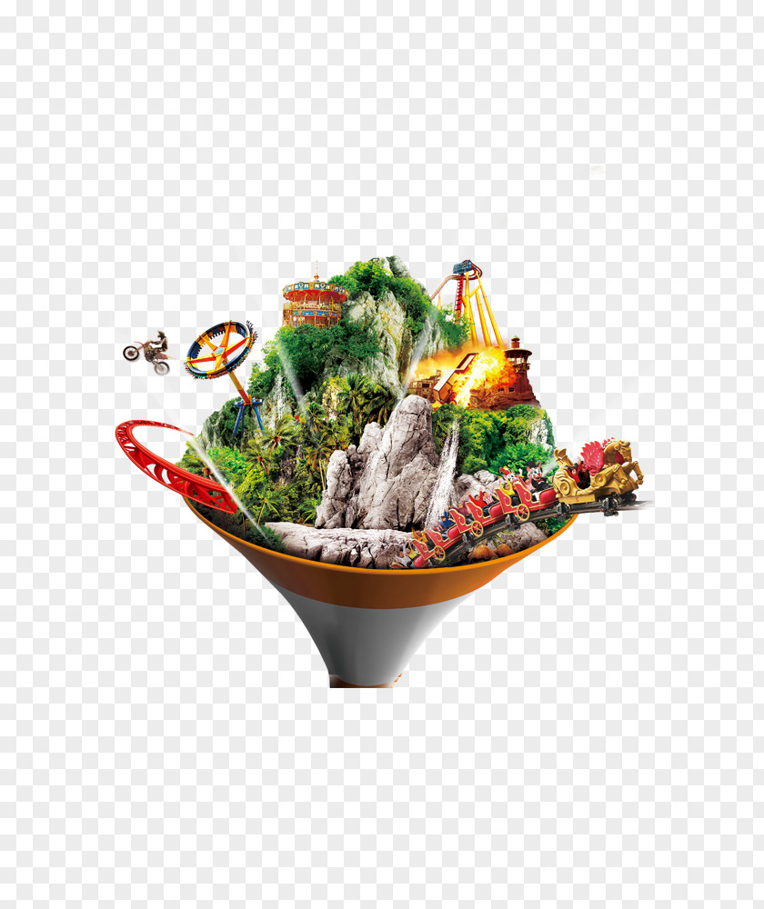 Floating Island Amusement Park PNG