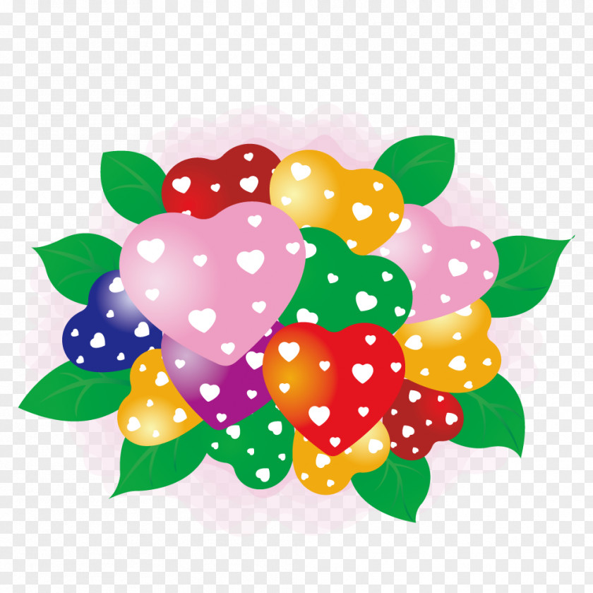 Love Candy Flowers Wreath Illustration PNG