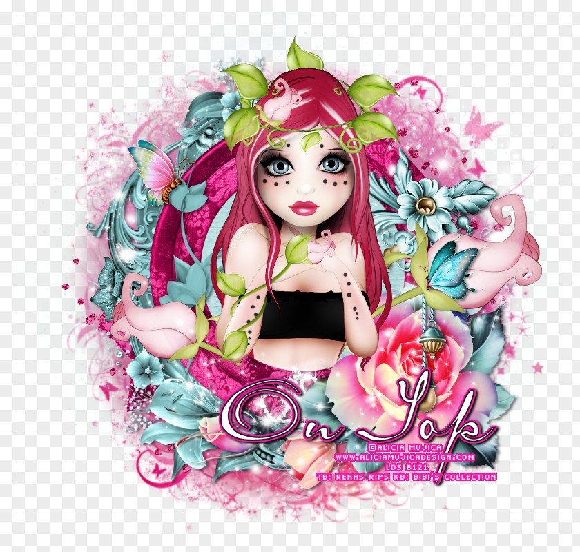 Design Floral Pink M Doll PNG