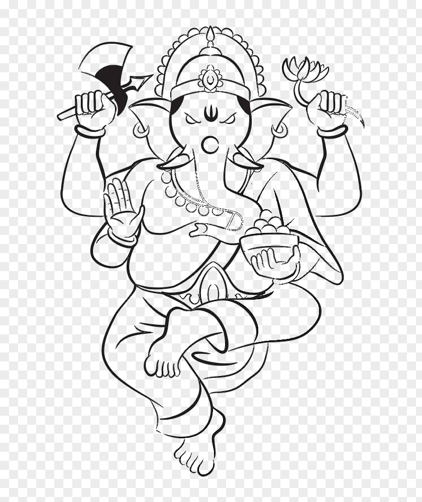Black And White Lines Like God Krishna Ganesha Deity Illustration PNG