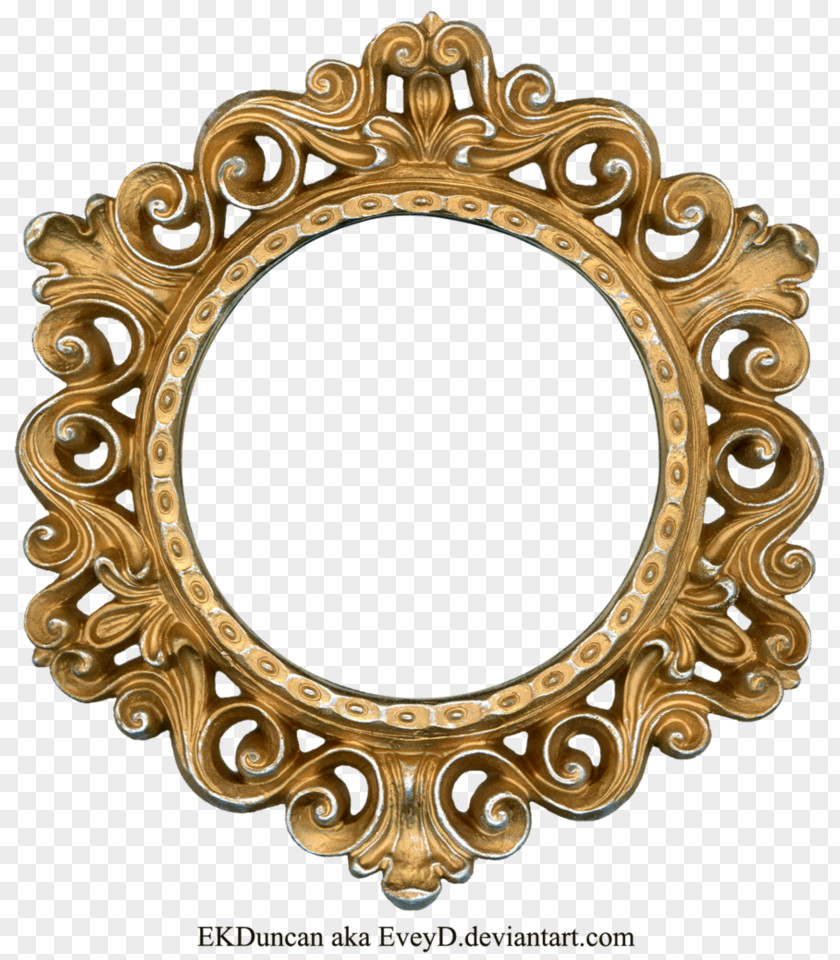 Golden Round Frame Photo Picture Clip Art PNG