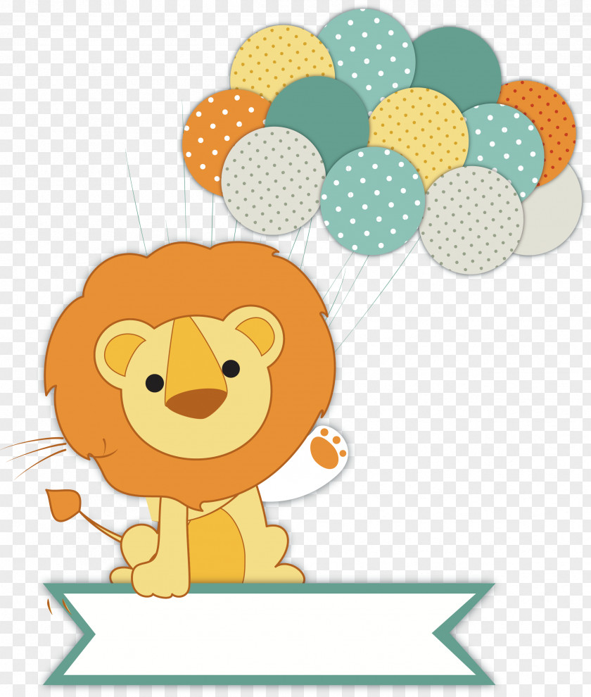 Cartoon Lion Vector Wedding Invitation Baby Shower Infant PNG