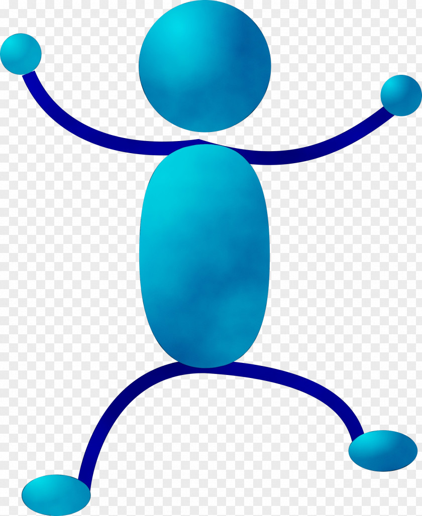 Electric Blue Balloon Stick Figure Drawing PNG