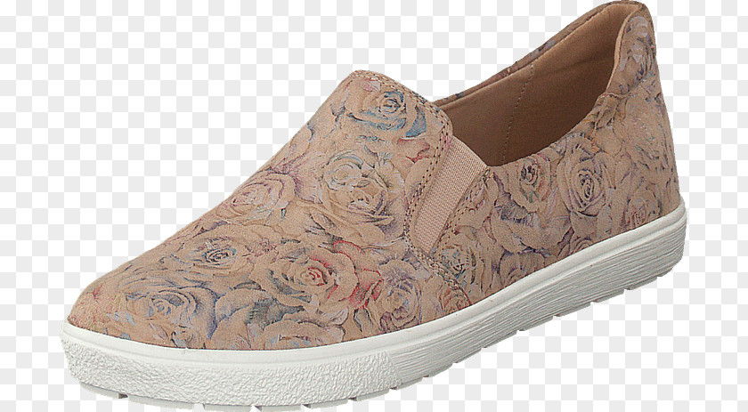 Beige Flower Slip-on Shoe Sneakers Walking Pattern PNG
