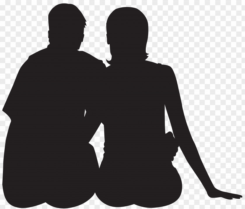 Sitting Couple Silhouette Clip Art Image PNG