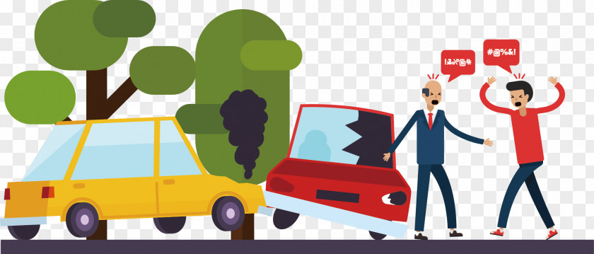Vector Painted Car Accident Comics Traffic Collision Drawing Euclidean PNG