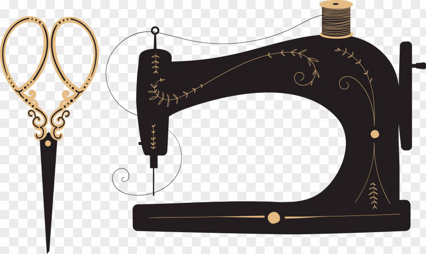 Sewing Scissors Machine Textile Needle PNG