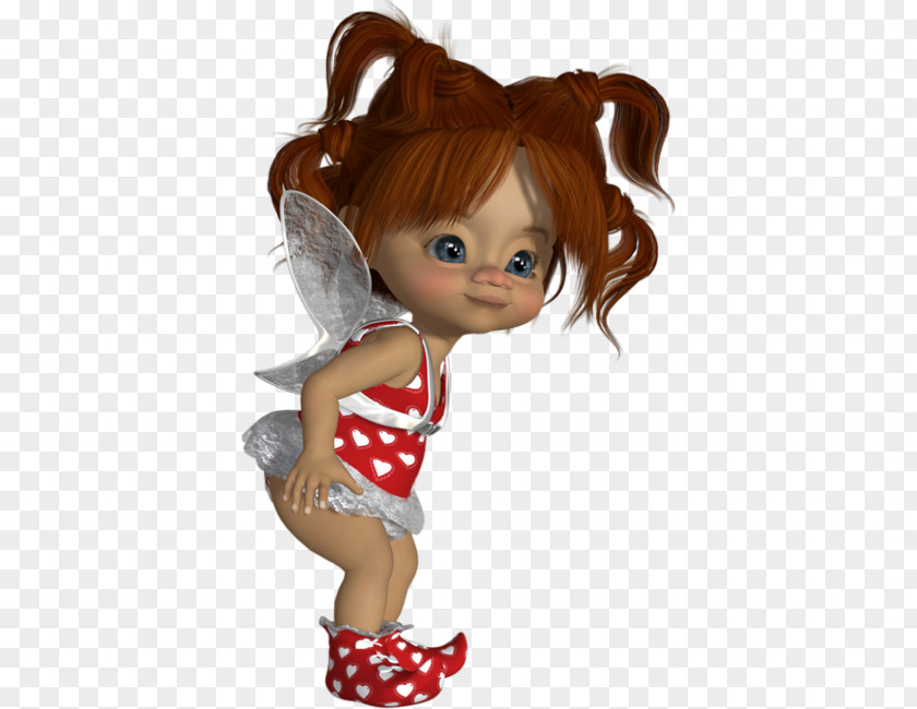 14 Feb Brown Hair Cartoon Doll PNG