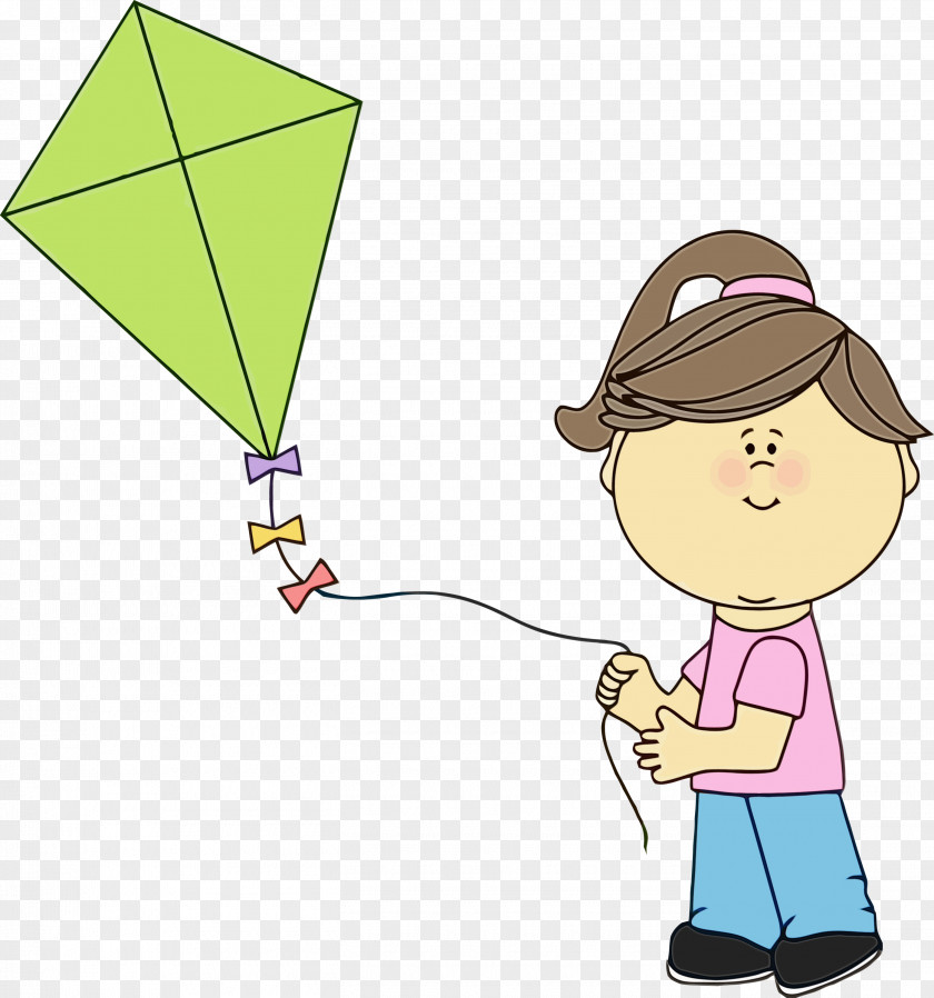 Cartoon Line Kite Child Happy PNG