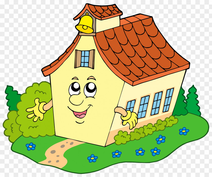 The House Villain In Grass School Building Cartoon Royalty-free PNG