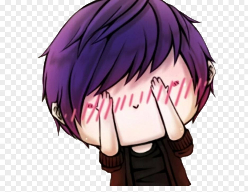 Cover His Face Purple Hair Male Video Card Drawing Data PNG