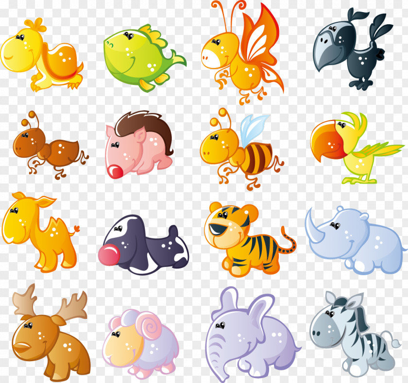 Cute Cartoon Animals Vector Material PNG
