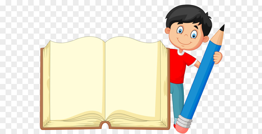 Holding A Pencil Book Of Little Boy Child Clip Art PNG