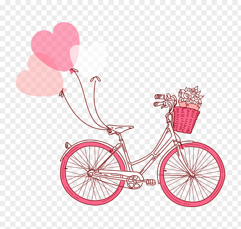 Bicycle Valentines Day Drawing Illustration PNG