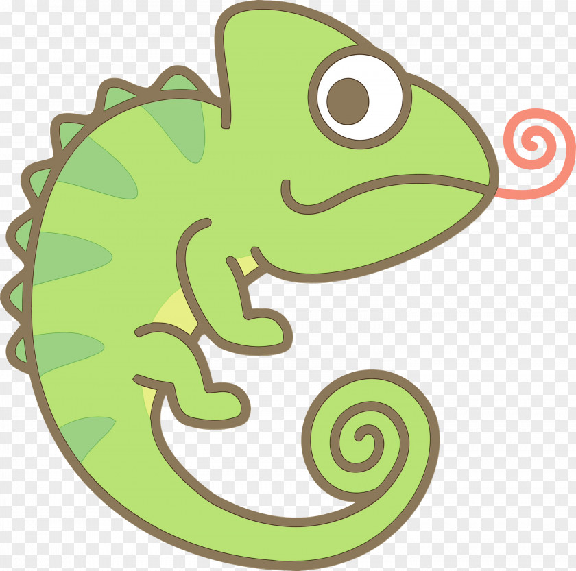 Green Lizard Chameleon Cartoon Reptile PNG