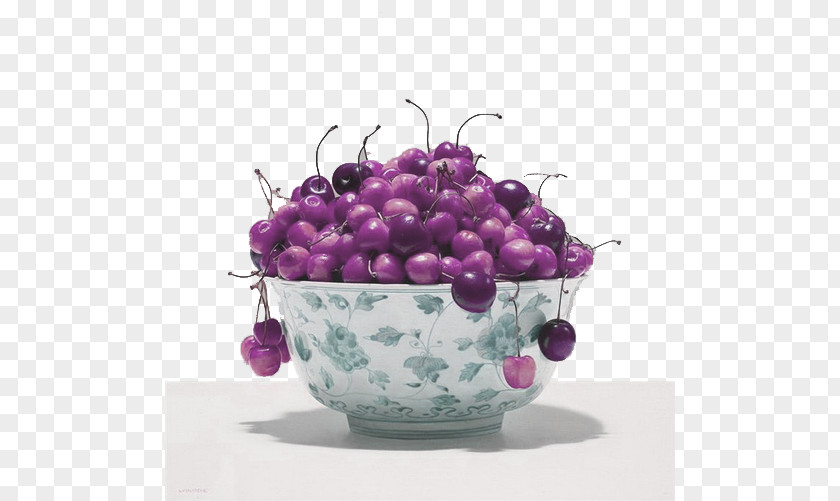 Purple Cherry Luciano Ventrone Oil Painting Still Life Hyperrealism PNG
