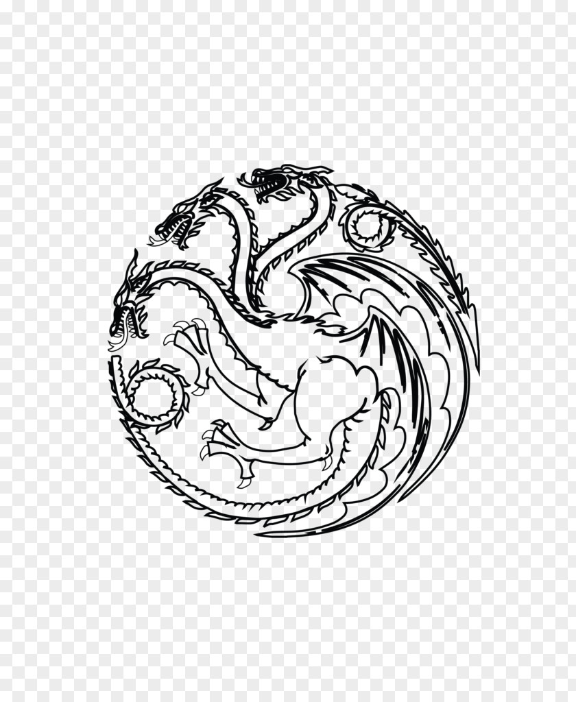 Sigil Daenerys Targaryen Black And White House Line Art PNG