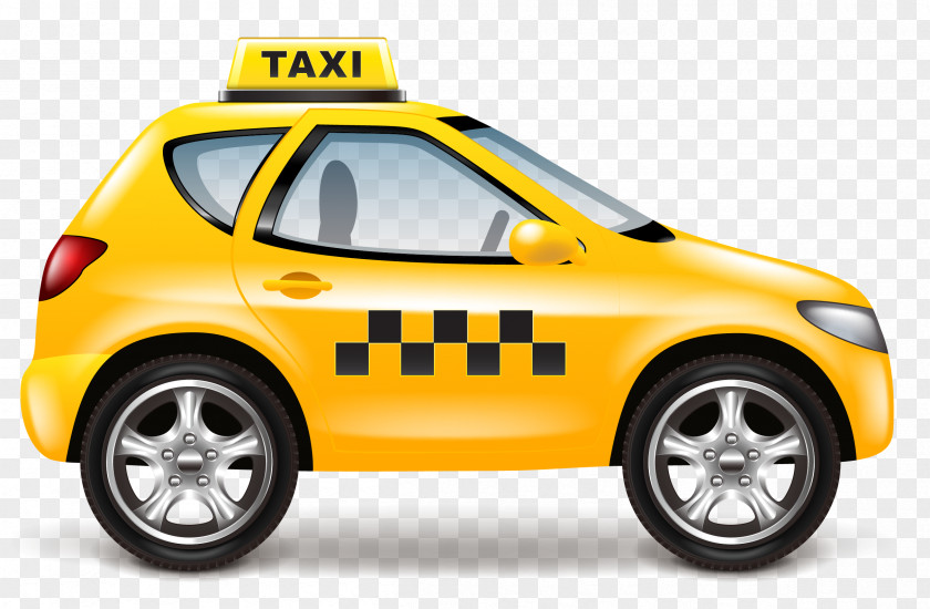 Vector Car Taxi Royalty-free Yellow Cab Illustration PNG
