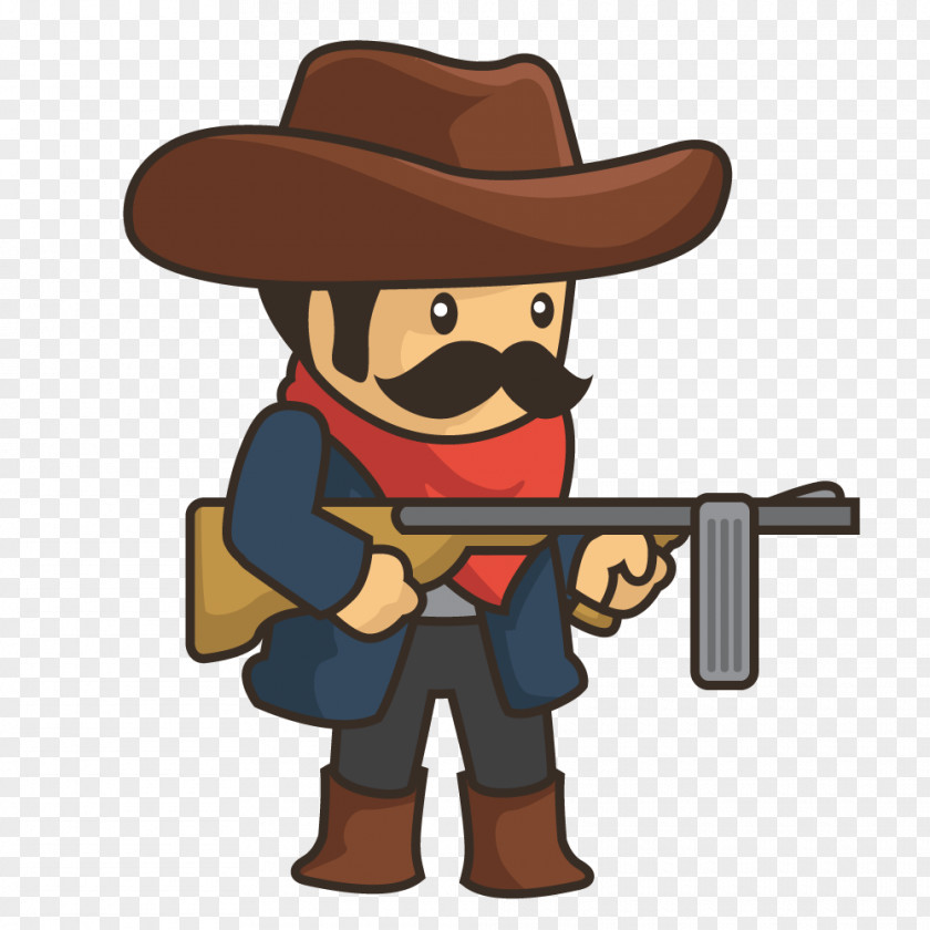 Western Cowboy Cartoon Gunfighter Sprite Clip Art PNG