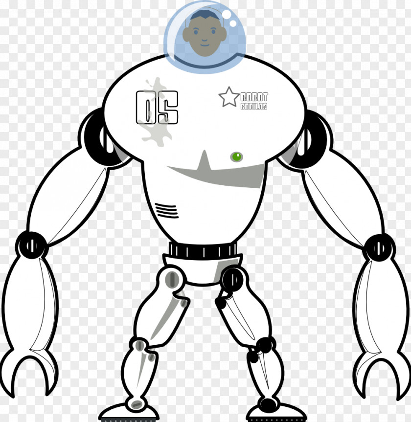 Black Robot And White Coloring Book Drawing Clip Art PNG